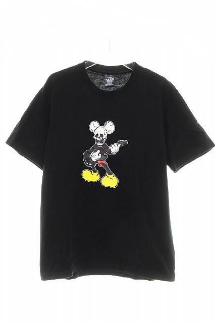 【中古】ナンバーナイン 稀少 08AW ポートランド期 スカル フェイス ミッキー ギター Tシャツ ブラック 2 ▲■260416