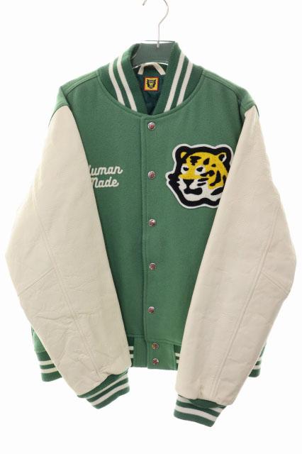 【中古】ヒューマンメイド HUMAN MADE 20AW VARSITY JACKET GREEN M バーシティ ジャケット スタジャン ロゴ 260330