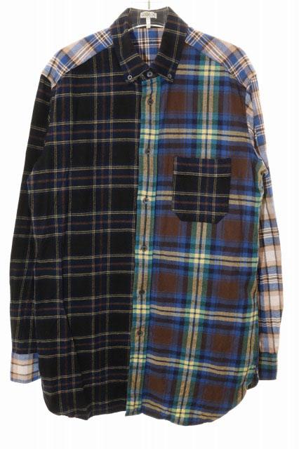 【中古】ロエベ LOEWE ELN PATCHWORK CHECK OVERSHIRT S H2299920SU パッチワーク チェック シャツ ☆AA★260509