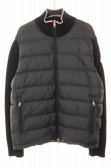 【中古】モンクレール MONCLER CARDIGAN TORICOT BLACK L ニット ダウン切替 ジップアップ ジャケット 260406