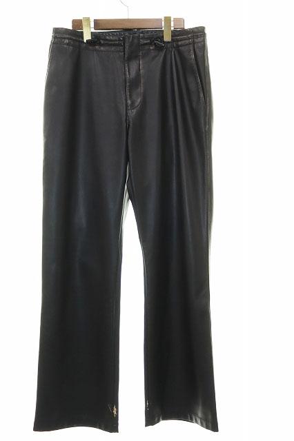 【中古】ディーゼル DIESEL FAKE LEATHER PANTS BLACK SIZE46 フェイク レザー パンツ ブラック 260531