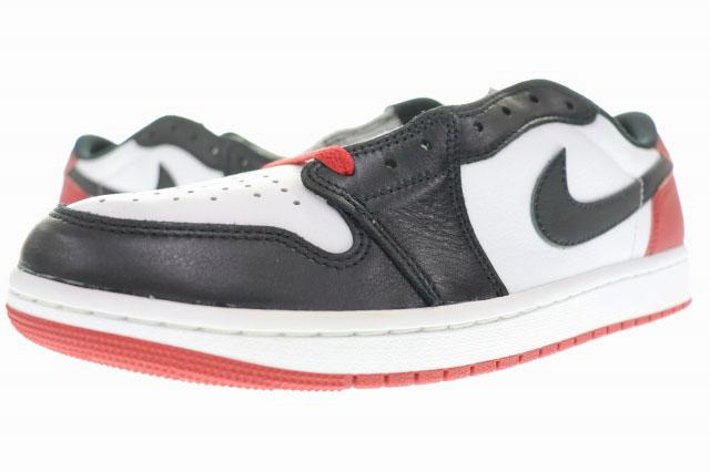 【中古】ナイキ NIKE AIR JORDAN 1 RETRO LOW OG BLACK TOE RED 28.5cm エア ジョーダン ロー つま黒 レッド ▲■260422