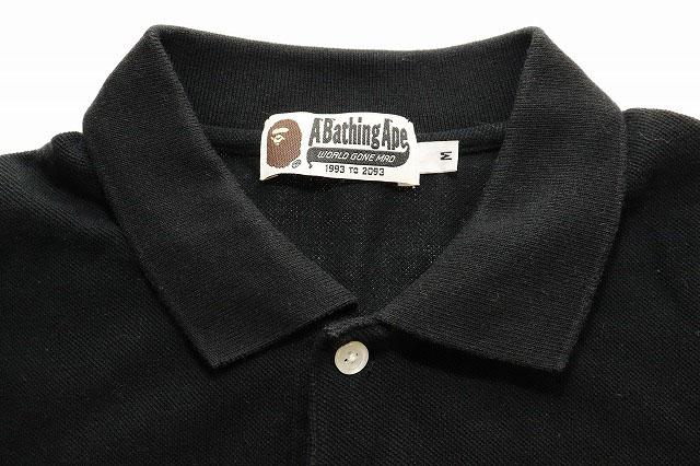 【中古】アベイシングエイプ A BATHING APE SMILY POLO APE HEAD BLACK M スマイリー ワンポイント ポロシャツ 260426_4