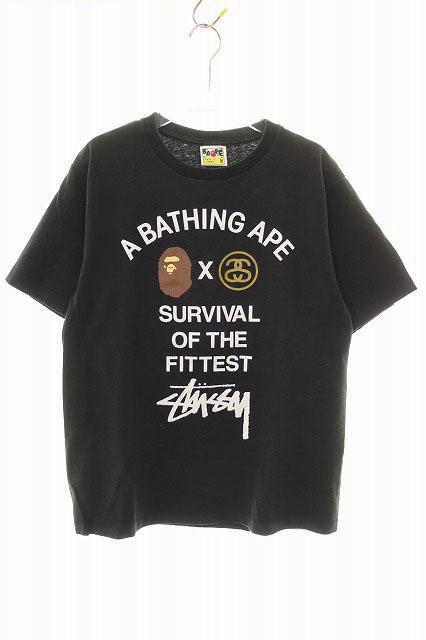 【中古】アベイシングエイプ A BATHING APE × STUSSY SURVIVAL OF THE FITTEST TEE ステューシー Tシャツ 260428