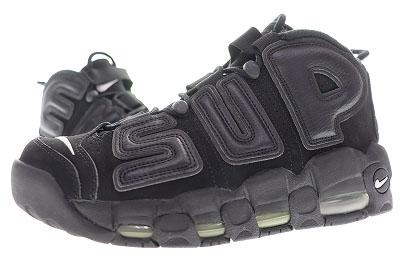 【中古】ナイキ NIKE × SUPREMEAIR MORE UPTEMPO BLACK 26.5cm シュプリーム エア モア アップテンポ ブラック ▲■260528