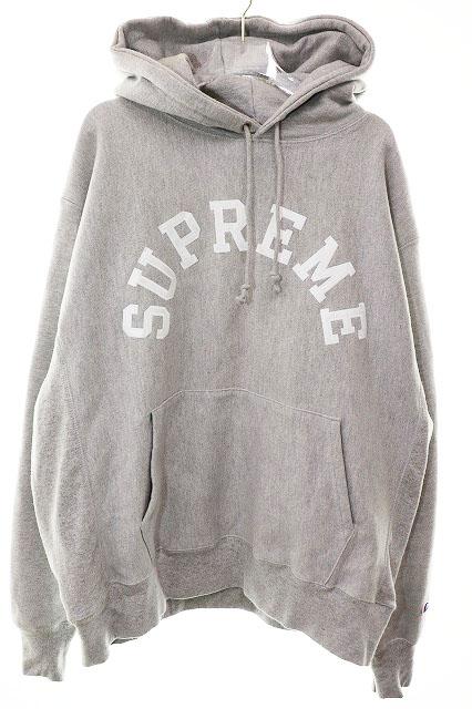 【中古】シュプリーム SUPREME × CHAMPION 25SS HOODED SWEATSHIRT GREY L チャンピオン フーデッド ☆AA★260611