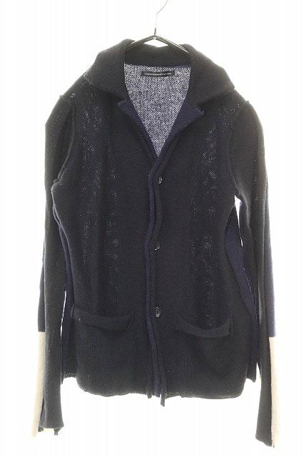 【中古】ワイズ Y's COMPOSITION:SEE ATTACHED LABE YR-K35-187 ニット カーディガン 長袖 ネイビー サイズ2 ●260529