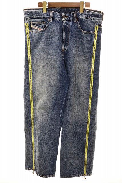 【中古】ディーゼル DIESEL サイドジップ ワイド デニムパンツ W32 D-RISE-ZIP-S-J ストレート ジーンズ ●260523