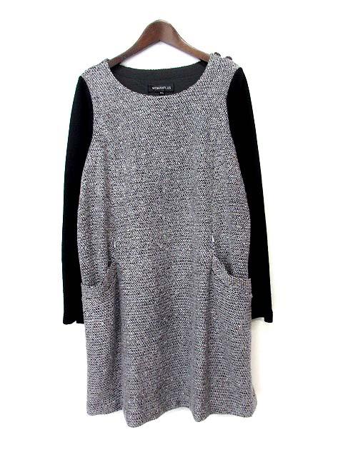 中古 Womanplus ワンピース M L 灰 グレー 黒 ブラック ポリエステル 長袖 ひざ丈 ツイード マタニティ レディースの通販はau Pay マーケット ブランド古着のベクトル