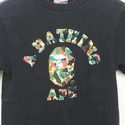 中古 アベイシングエイプ A Bathing Ape カレッジロゴ Tシャツ 迷彩