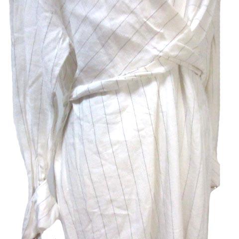 中古 ザラ ベーシック Zara Basic ワンピース ロング マキシ丈 長袖 ストライプ リネン レーヨン 白 ホワイト スタンドカラー L の通販はau Pay マーケット ブランド古着のベクトル