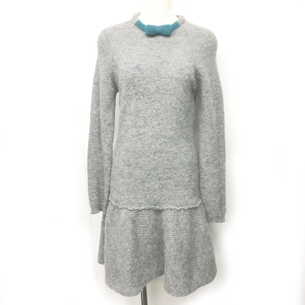 中古 レッド ヴァレンティノ Red Valentino ニットワンピース アルパカ ウール混 リボン フレア 長袖 灰 グレー Xsの通販はau Pay マーケット ブランド古着のベクトル