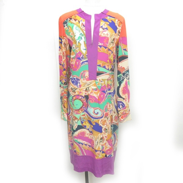 中古 エトロ Etro ワンピース シルク 総柄 キーネック 長袖 マルチカラー 42 Ecr5 0507 レディースの通販はau Pay マーケット ブランド古着のベクトル