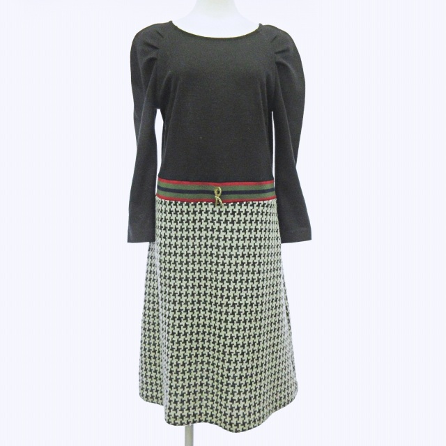 中古 ロベルタディカメリーノ Roberta Di Camerino ワンピース ニット 長袖 膝丈 千鳥格子 ロゴブローチ ウール アンゴラ混 9の通販はau Pay マーケット ブランド古着のベクトル