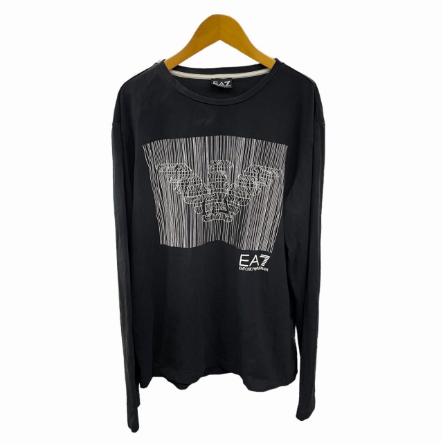 【中古】エンポリオアルマーニ EMPORIO ARMANI EA7 ロゴ クルーネック Tシャツ ロンT 長袖 黒 ブラック XXL ■GY06  0810 メンズ｜au PAY マーケット