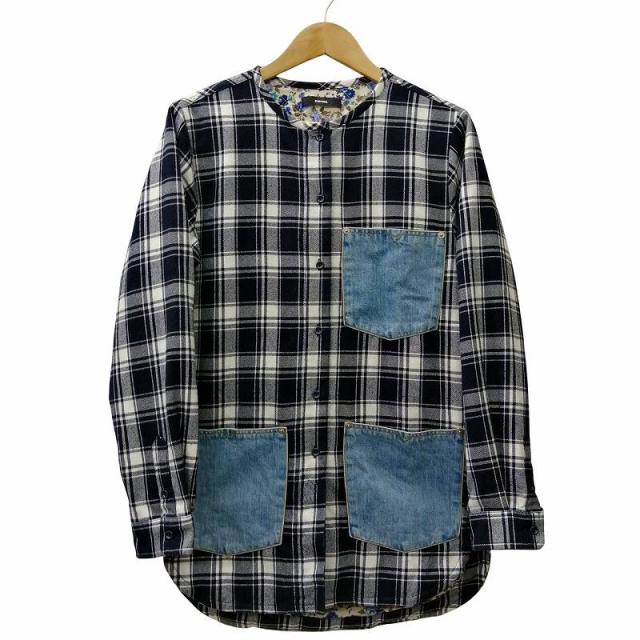 【中古】ディーゼル DIESEL チェック柄 ノーカラー ジャケット 裏地花柄 ブラック系 Mサイズ相当 レディースの通販は 6,600円