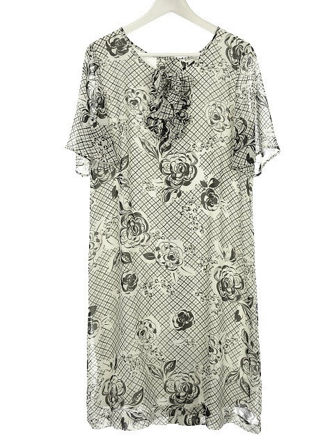 中古 インゲボルグ Ingeborg ルヴェルディ プリント シフォン ワンピース 11号 オフホワイト カメリア チェックの通販はau Pay マーケット ブランド古着のベクトル