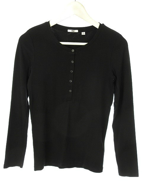 中古 ユニクロ Uniqlo ヘンリーネック Tシャツ カットソー M ブラック 黒 長袖 トップス レディースの通販はau Pay マーケット ブランド古着のベクトル