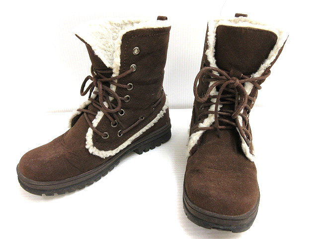 中古 フェイクボア ブーツ S ブラウン系 ホワイト シューズ 靴 レディースの通販はau Pay マーケット ブランド古着のベクトル