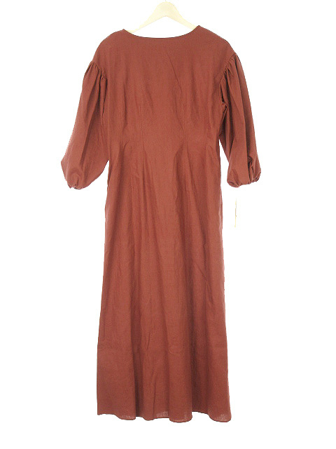 中古 未使用品 ミラオーウェン Mila Owen ss ボリュームスリーブワンピース ロング リネン混 1 バーガンディの通販はau Pay マーケット ブランド古着のベクトル