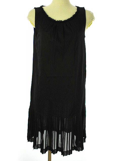 中古 インゲボルグ Ingeborg フリル タック ノースリーブ ワンピース 裾プリーツ 9号 ブラック 黒 膝丈 レディースの通販はau Pay マーケット ブランド古着のベクトル