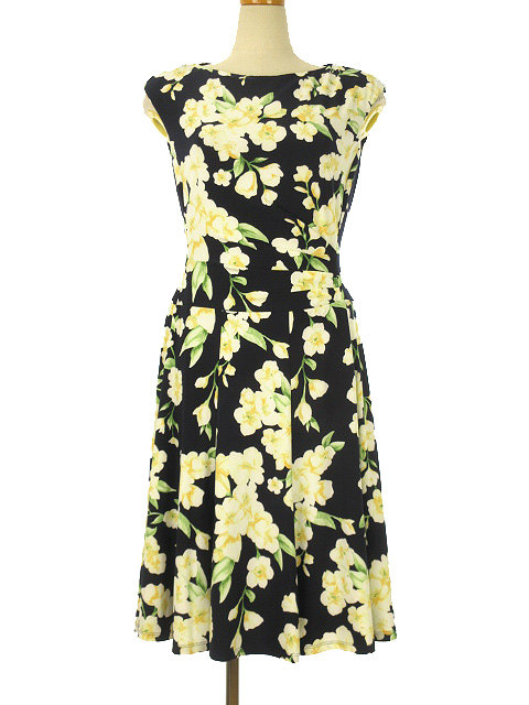 中古 ローレンラルフローレン Lauren Ralph Lauren 花柄 ワンピース フレンチスリーブ フレア 2 ダークネイビーの通販はau Pay マーケット ブランド古着のベクトル