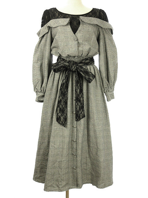 中古 ラベルエチュード La Belle Etude レース 切替 デザイン シャツ ワンピース チェック グレー 黒 ブラックの通販はau Pay マーケット ブランド古着のベクトル