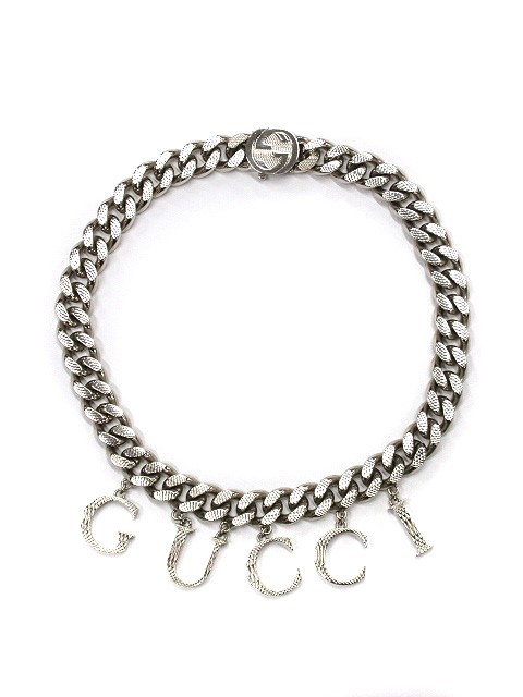 中古】グッチ GUCCI スクリプト ロゴ ネックレス チョーカー シルバー