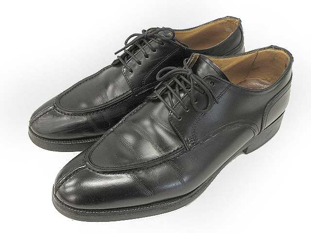 中古】MEERMIN メルミン レザーシューズ Vチップ 革靴 7 ブラック