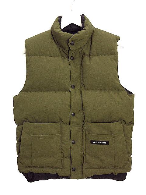 【中古】カナダグース CANADA GOOSE WINDSOR VEST 4131JM ウィンザー ジップアップ ダウンベスト S カーキグリーン