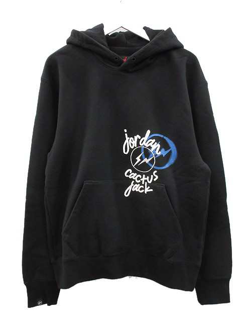 【中古】ナイキ NIKE NIKE JORDAN × Travis Scott × Fragment Design Hoodie プルオーバーパーカー S 黒 フーディー