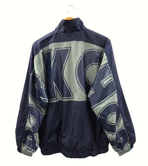 【中古】ポークチョップ PORK CHOP トラックジャケット TRACK JACKET ナイロン ロゴ ネイビー グレー M メンズ