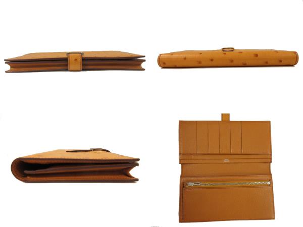 中古】エルメス HERMES BEARN ベアン オーストリッチレザー 長財布 2