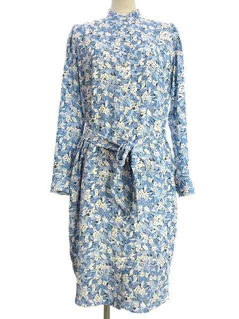【中古】ローレンラルフローレン LAUREN RALPH LAUREN シャツ ワンピース 2 ブルー系 フラワー プリント 花柄の通販は
