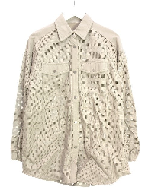 【中古】グレースコンチネンタル GRACE CONTINENTAL Class パンチング レザー シャツ 36 グレージュ系 2021SS 羊革