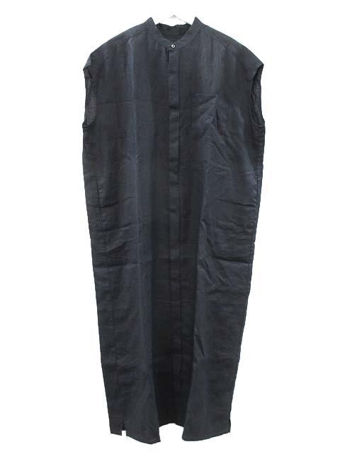 【中古】カグレ かぐれ リネン ノースリーブ ワイド シャツ ワンピース ネイビー 紺 2024SS 麻 レディースの通販は