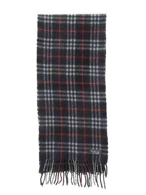 【中古】バーバリーズ Burberrys カシミヤ100% マフラー チェック柄 ネイビー ストール カシミア ☆AA★ レディース