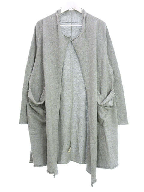 【中古】ヨーガンレール JURGEN LEHL コットンウールシルク ニット ロング カーディガン ブルーグレー トップスの通販は