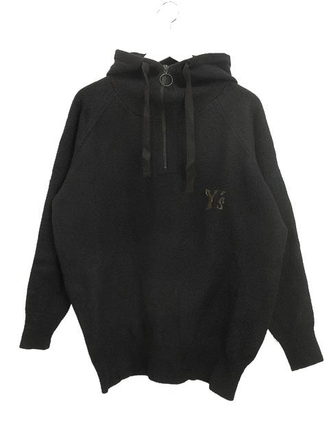 【中古】ワイズ Y's WOOL PLAIN STITCH GARMENT SHRINKAGE LOGO EMBROIDERY HOODIE ウール 縮絨 ニット パーカーの通販はニット・セーター