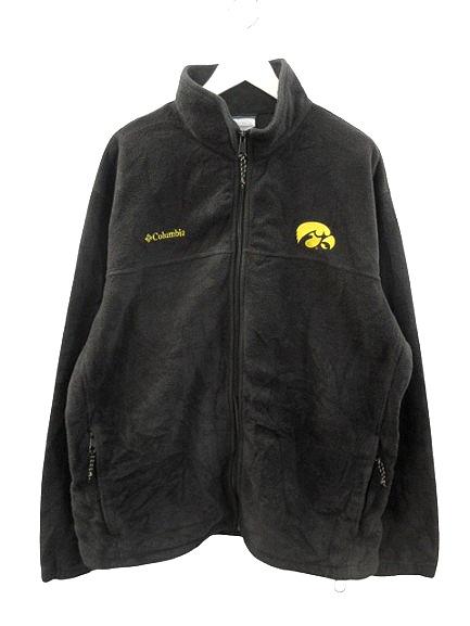 【中古】コロンビア Columbia アイオワ ホークアイズ 刺繍 フリースジャケット XXL ブラック ジップアップ メンズの通販は