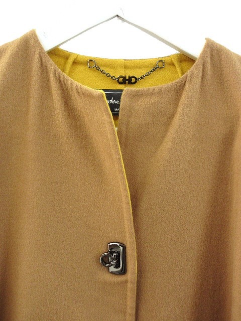 【中古】サルヴァトーレフェラガモ カシミヤ ウール ダブルフェイス ジャケット ノーカラー ガンチーニ 40 ブラウン 中古】サルヴァトーレフェラガモ カシミヤ ウール ダブルフェイス