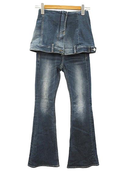 【中古】エモダ EMODA 24AW ウエストレイヤーハイウエストフレアパギンス 042452471501 デニムパンツ 0 ブルーの通販は 6,622円