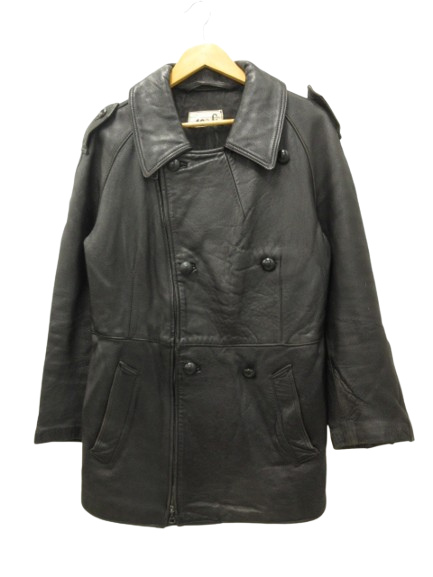 【中古】ヴィンテージ VINTAGE フランス軍 70s GIGA SPORT モーターサイクル レザーコート ブラック 100C メンズ