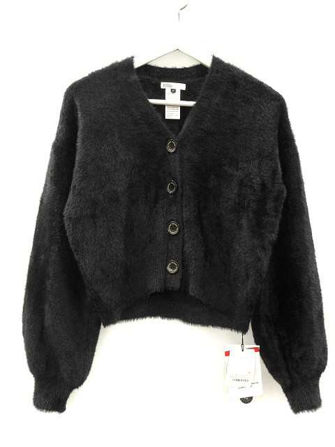 【中古】未使用 ダブルスタンダードクロージング DOUBLE STANDARD CLOTHING シャギーモールカーディガン 36 ブラックの通販は 8,134円