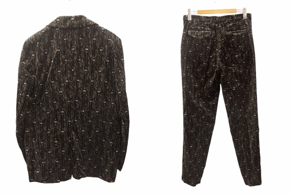 【中古】コムデギャルソンオムプリュス COMME des GARCONS HOMME PLUS ベロア ストライプ セットアップ L ブラウン_1