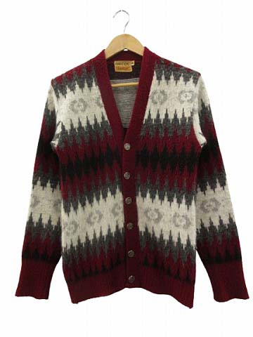 【中古】ヴィンテージ VINTAGE 60s 70s ORLON by CAMPUS キャンパス カーディガン USA製 総柄 ボルドー メンズの通販は