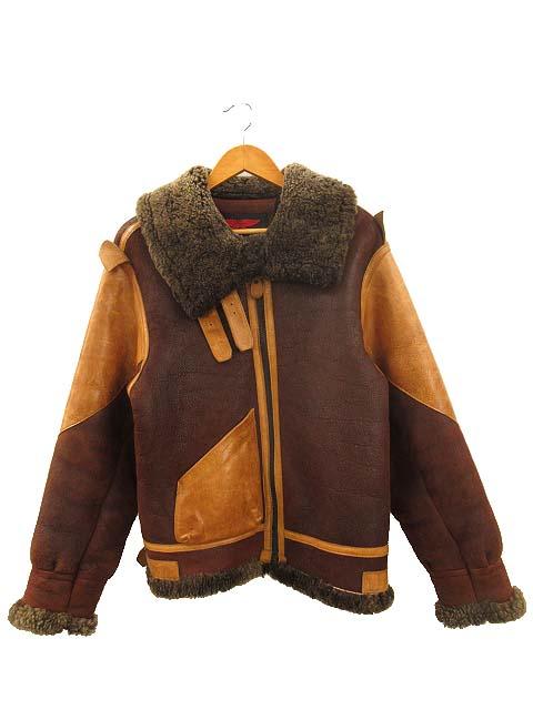 【羊革】GIGA リアルムートン　ブラウン　レザー ジャケット 羊革】GIGA リアルムートンブラウンレザー ジャケット