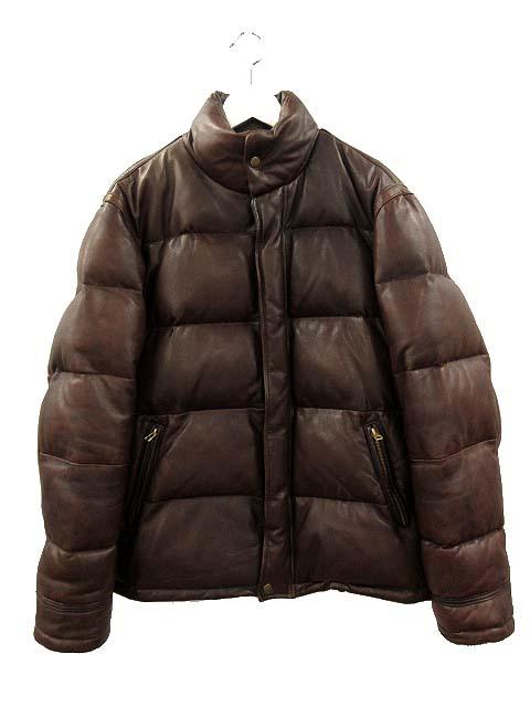 【中古】ノーコンセプトブランド Non Concept Brand ラムレザー ダウンジャケット 羊革 ブラウン L 上野商会 メンズ