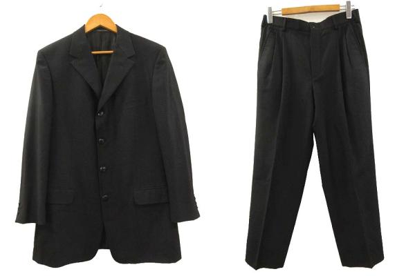 【中古】ジャンニヴェルサーチ ヴェルサーチェ スーツ 上下 セットアップ シングル イタリア製 ブラック 52 50
