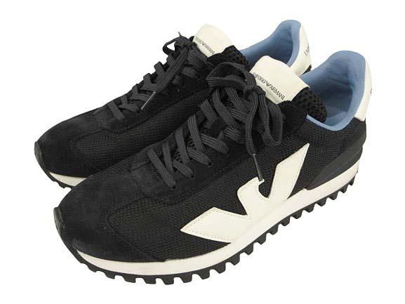 【中古】エンポリオアルマーニ EMPORIO ARMANI スニーカー X4X583 XN647 シューズ US10M ブラック 靴 メンズ